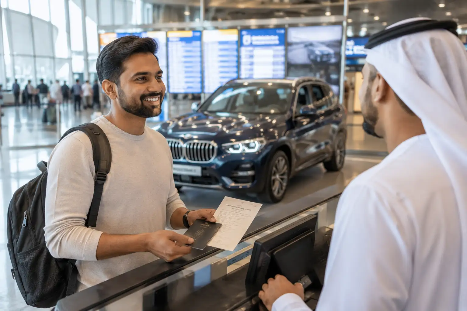 Indian traveler using international driving permit in Dubai UAE