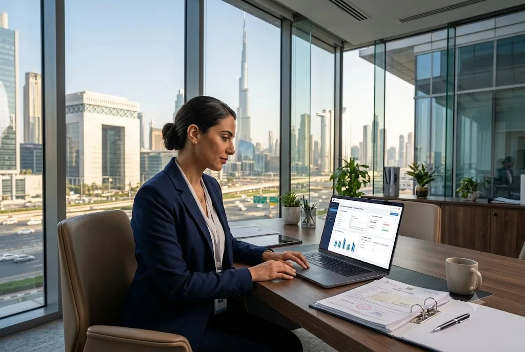 Professional performing Dubai trade license check online
