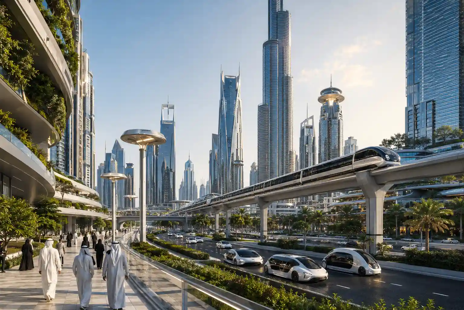 Futuristic smart city infrastructure and sustainable urban development in UAE
