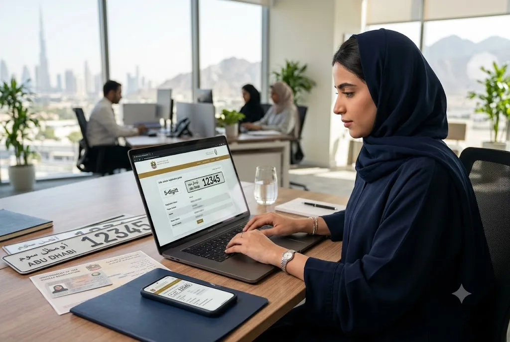 UAE vehicle owner checking traffic fines using vehicle number plate details online