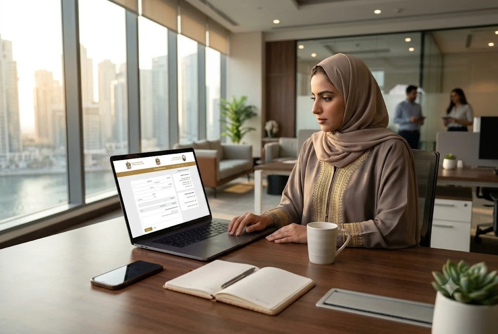 Resident performing a UAE fine inquiry through an online government portal