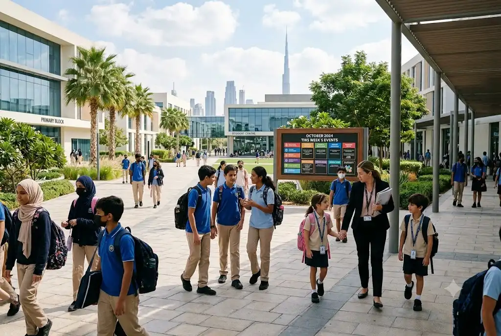Academic year in UAE showing students during a school term