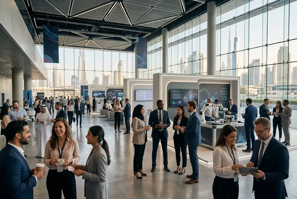 AI and Technology Conferences in Dubai with technology professionals networking at an event