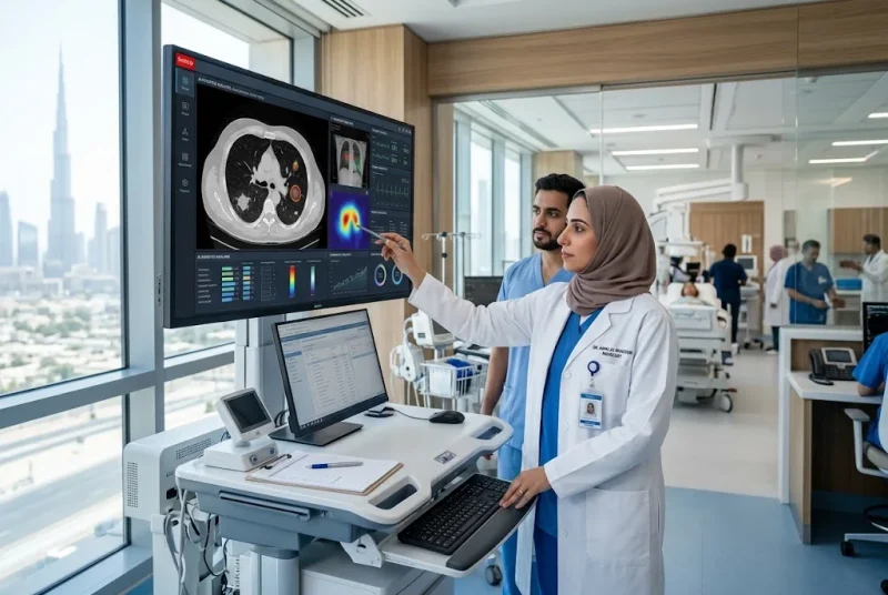AI in UAE healthcare industry supporting medical imaging and digital patient care in a modern Dubai hospital