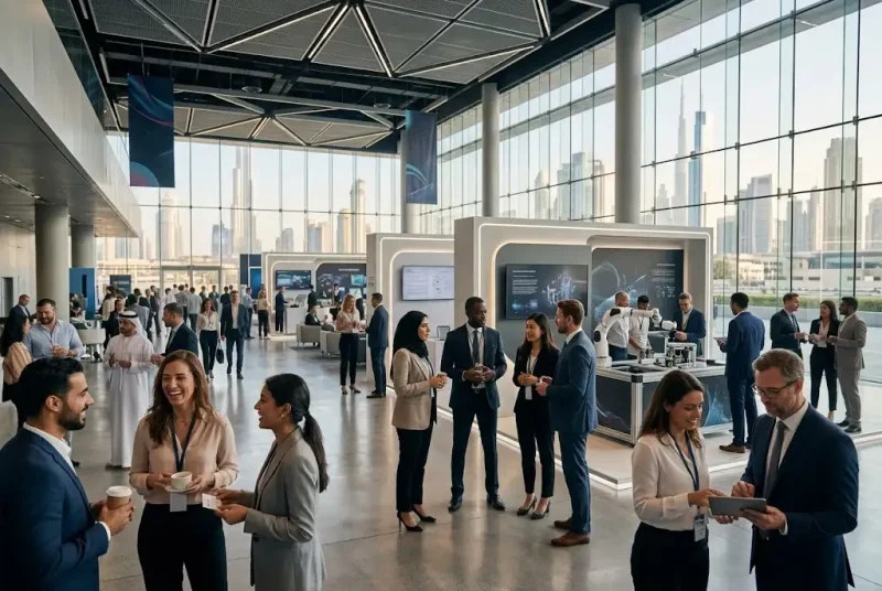 AI and Technology Conferences in Dubai with technology professionals networking at an event