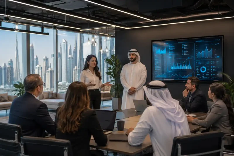 Tech entrepreneurs inside a UAE startup accelerator program