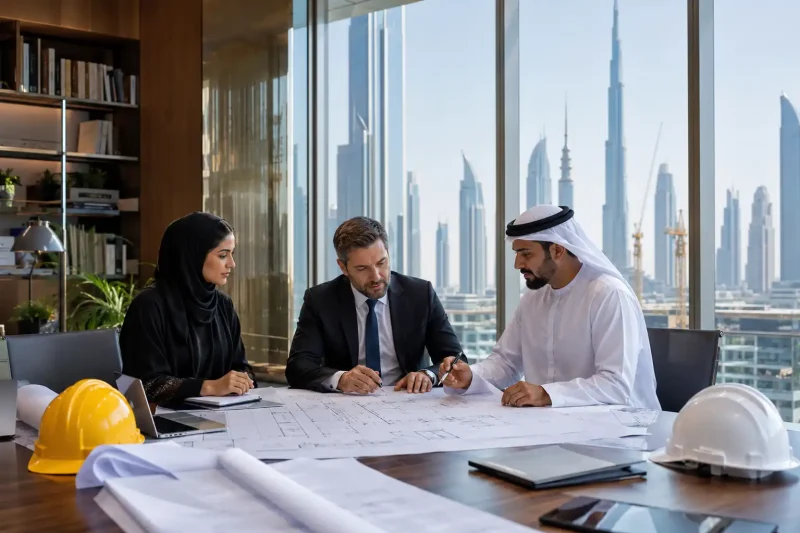 Construction professionals planning a new contracting business setup in Dubai