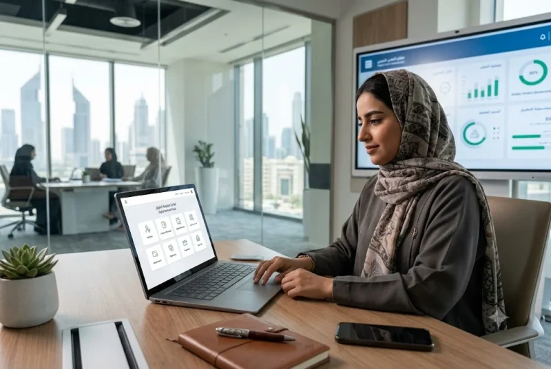 Resident accessing UAE government enquiry services online